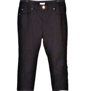 Eric Jeans Dress Pants Mini Dots Cropped Black White High Rise Career Size 10